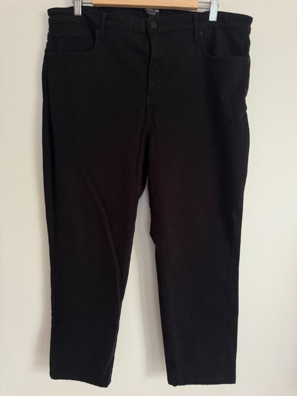NYDJ Women's Zip-Front Curves 360 Slim Straight Ankle Jeans Pant Black Size 16